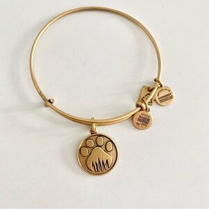 Alex and Ani Gold Paw Print Charm Bangle Bracelet